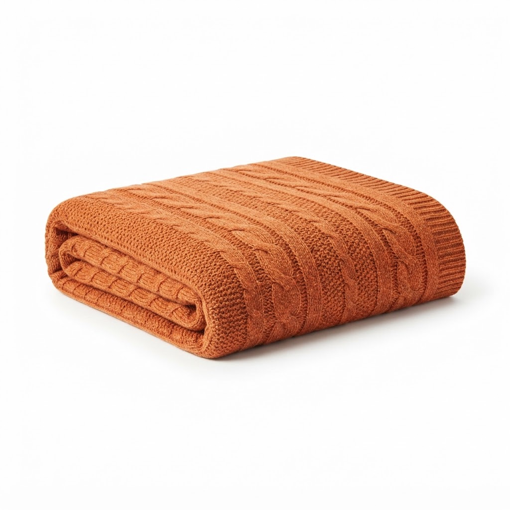 Transitional Copper Knit Throw Blanket