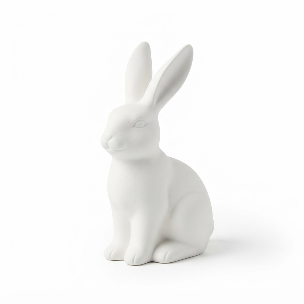 White Matte Ceramic Bunny Figurine