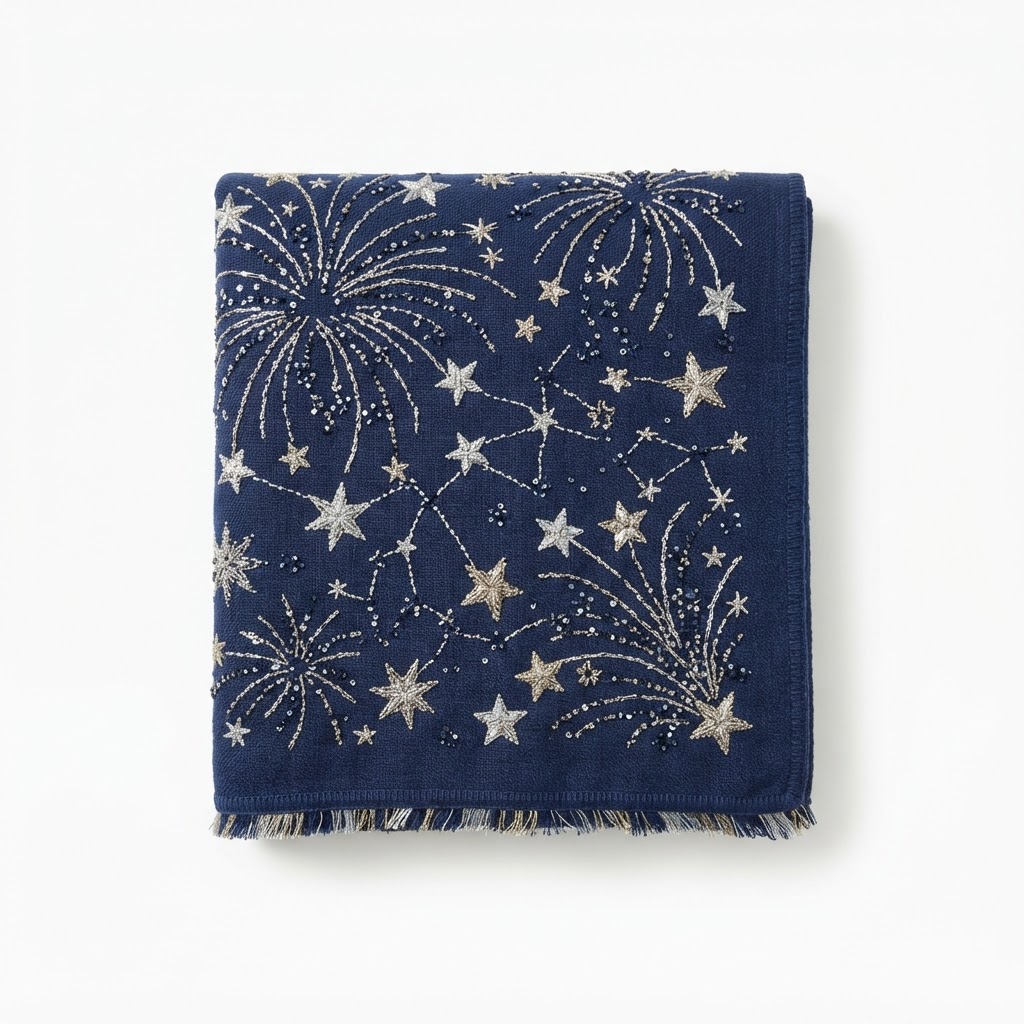 Star-Spangled Embroidered Throw Blanket
