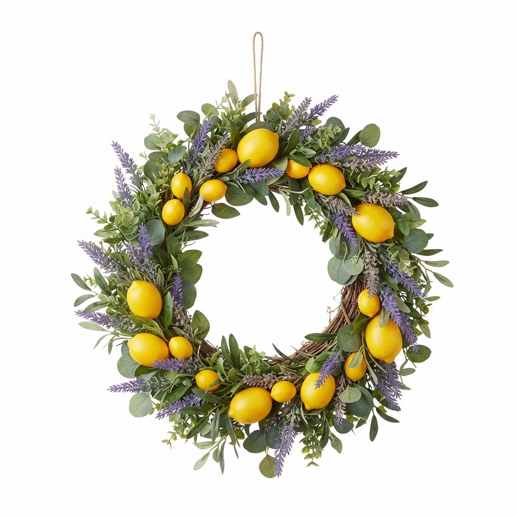 Floral Lemon and Lavender Wreath