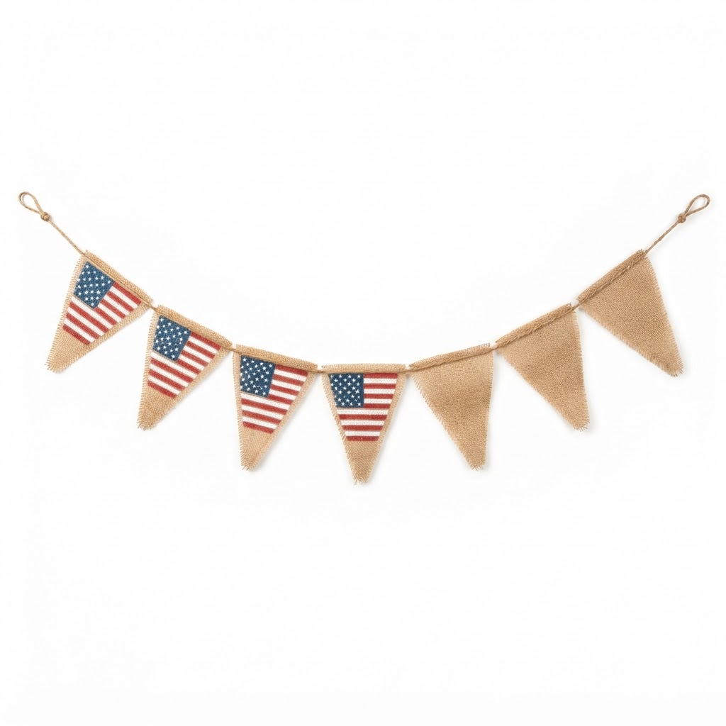 Burlap American Flag Bunting Banner