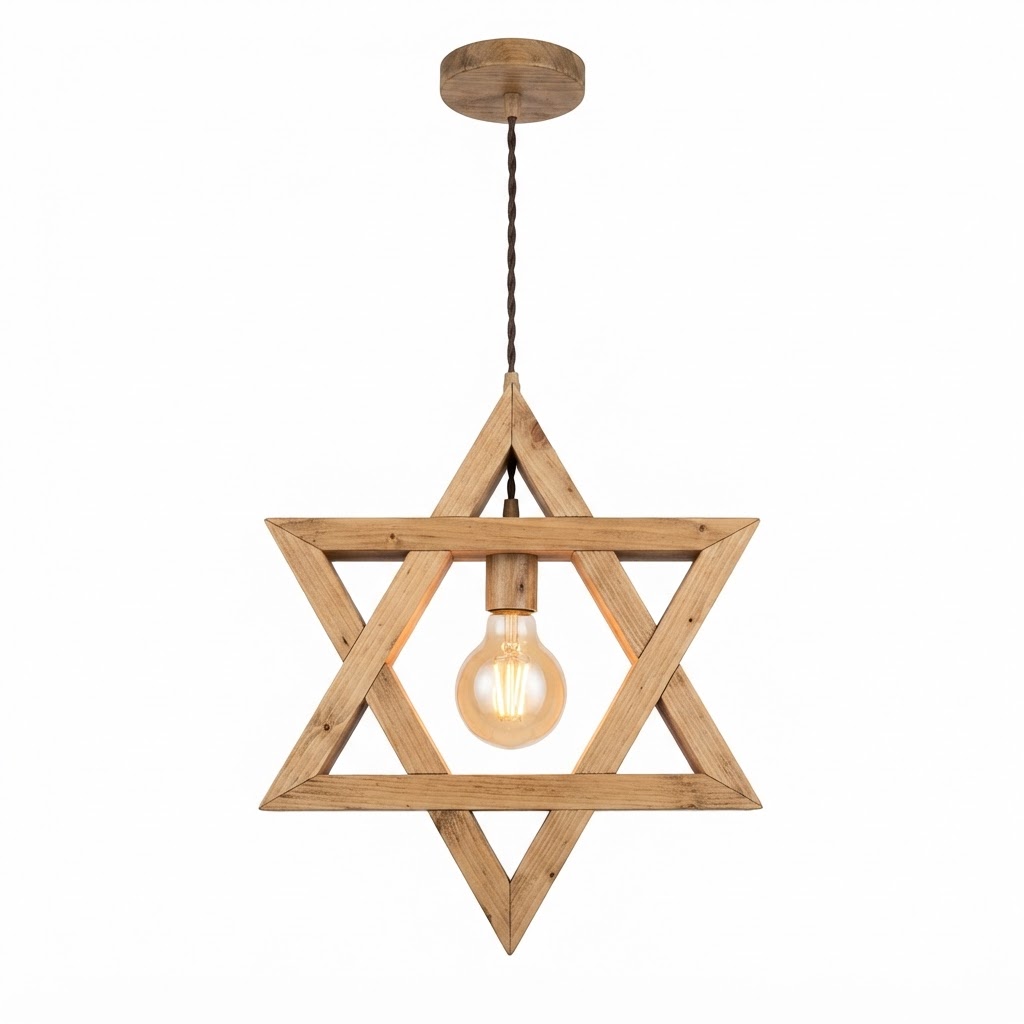Star of David Wooden Pendant Light