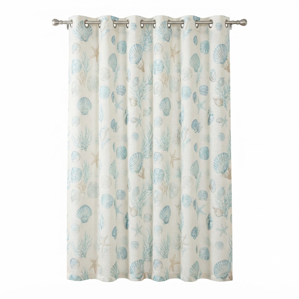 Seashell Patterned Window Curtain