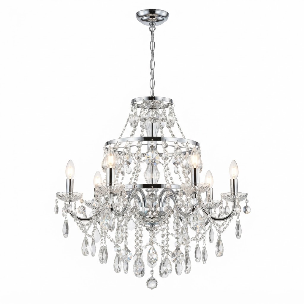 Crystal and Chrome Chandelier