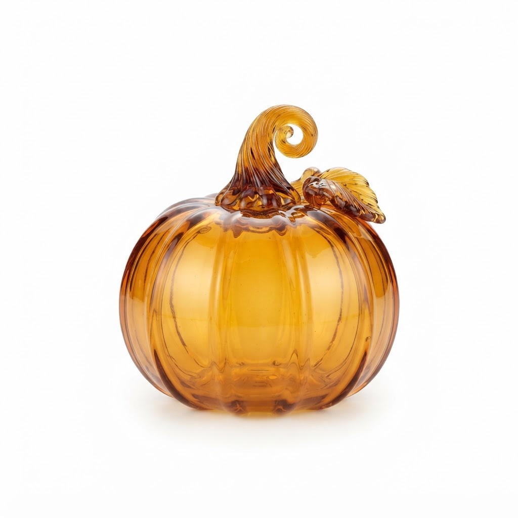 Amber Glass Pumpkin Accent