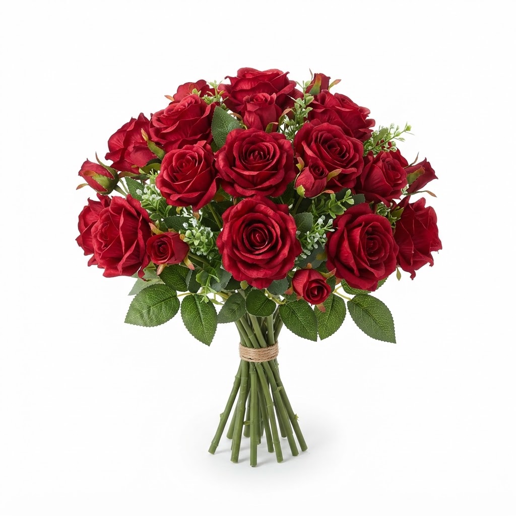 Artificial Silk Red Rose Bouquet