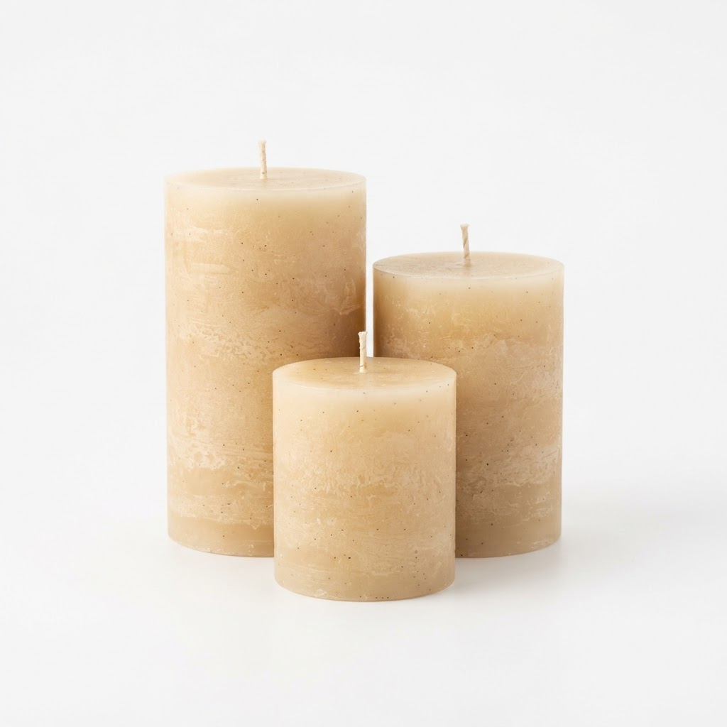 Vanilla Bean Scented Pillar Candles Set