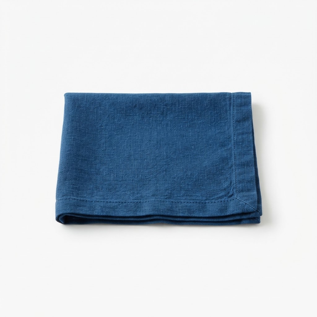 Soft Linen Napkin Set in Deep Blue