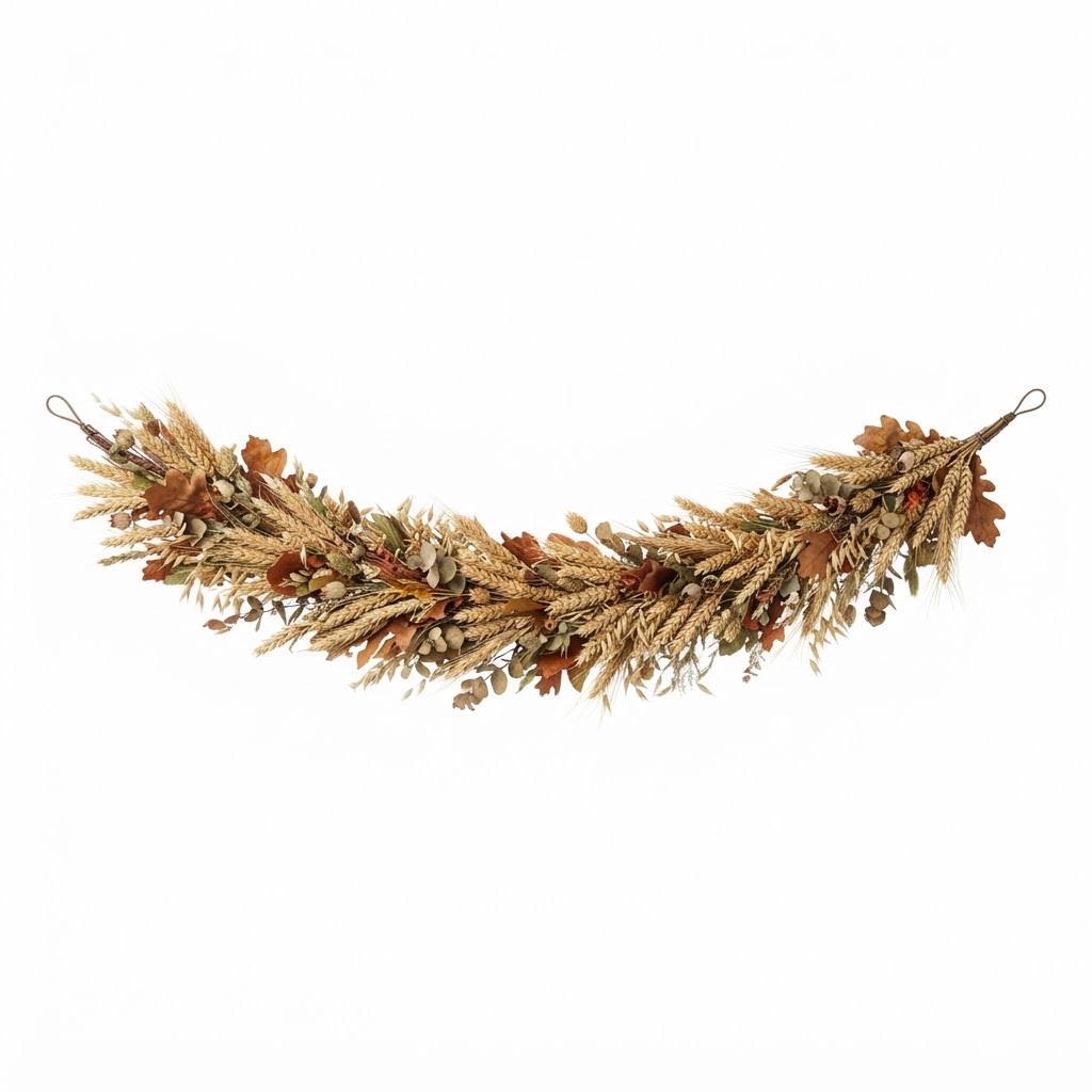 Dried Wheat and Foliage Garland