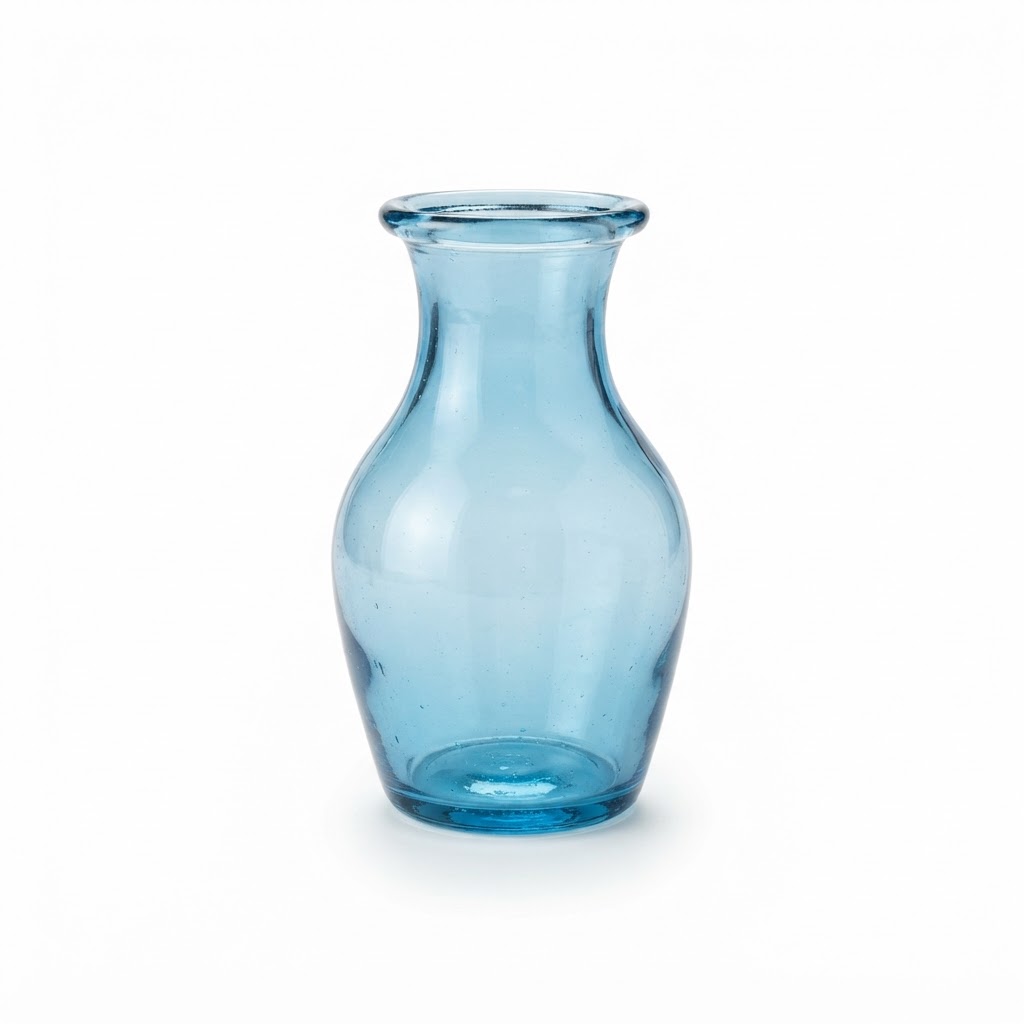 Blue Tinted Glass Flower Vase
