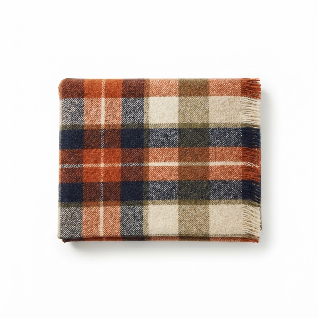 Transitional Plaid Wool Throw Blanket