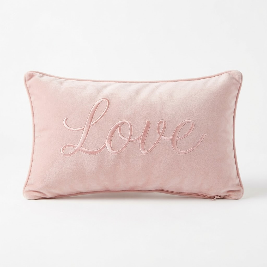 Valentine's Velvet Blush Love Lumbar Pillow