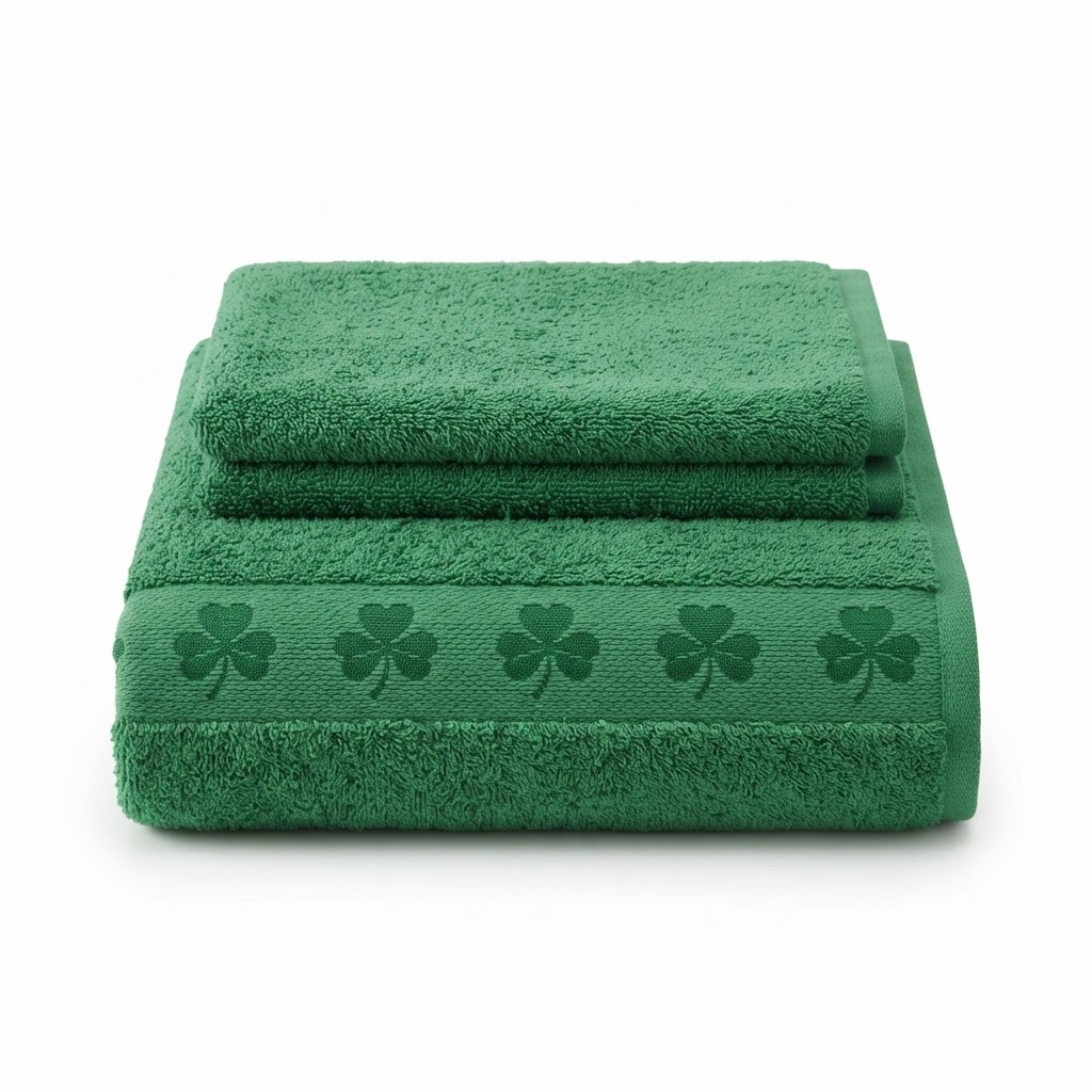 Soft Cotton Shamrock Bath Towels