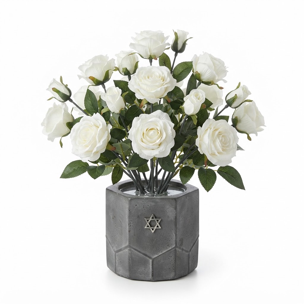 faux white rose arrangement