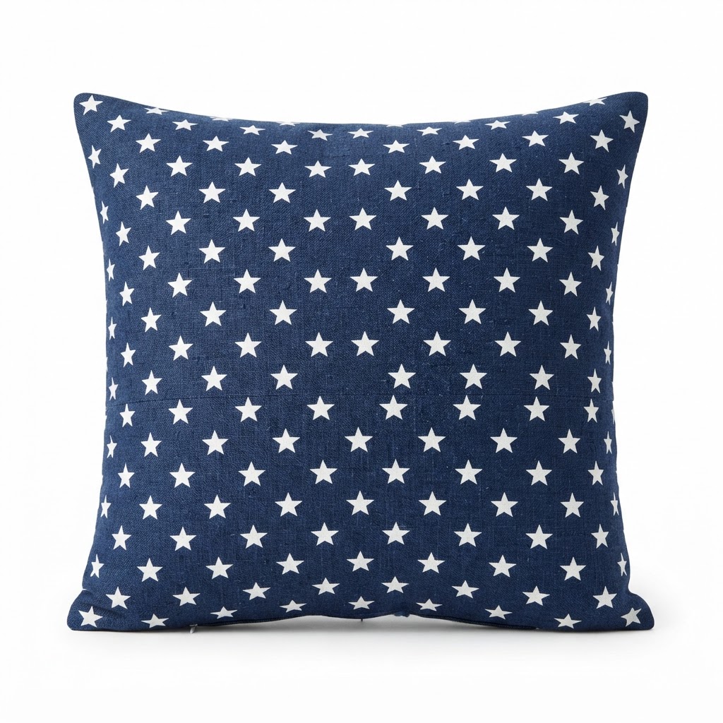 Navy Blue Star Pattern Throw Pillow
