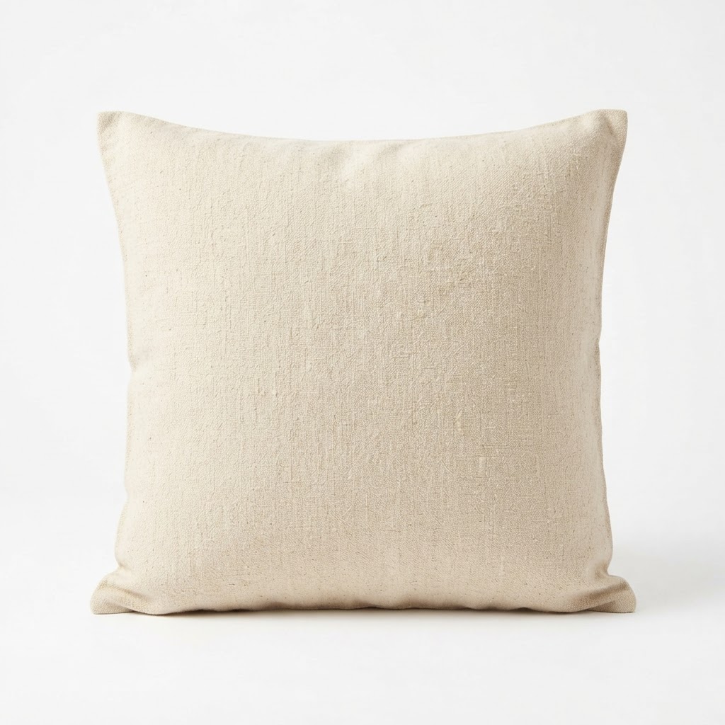 Cream Linen Throw Pillow