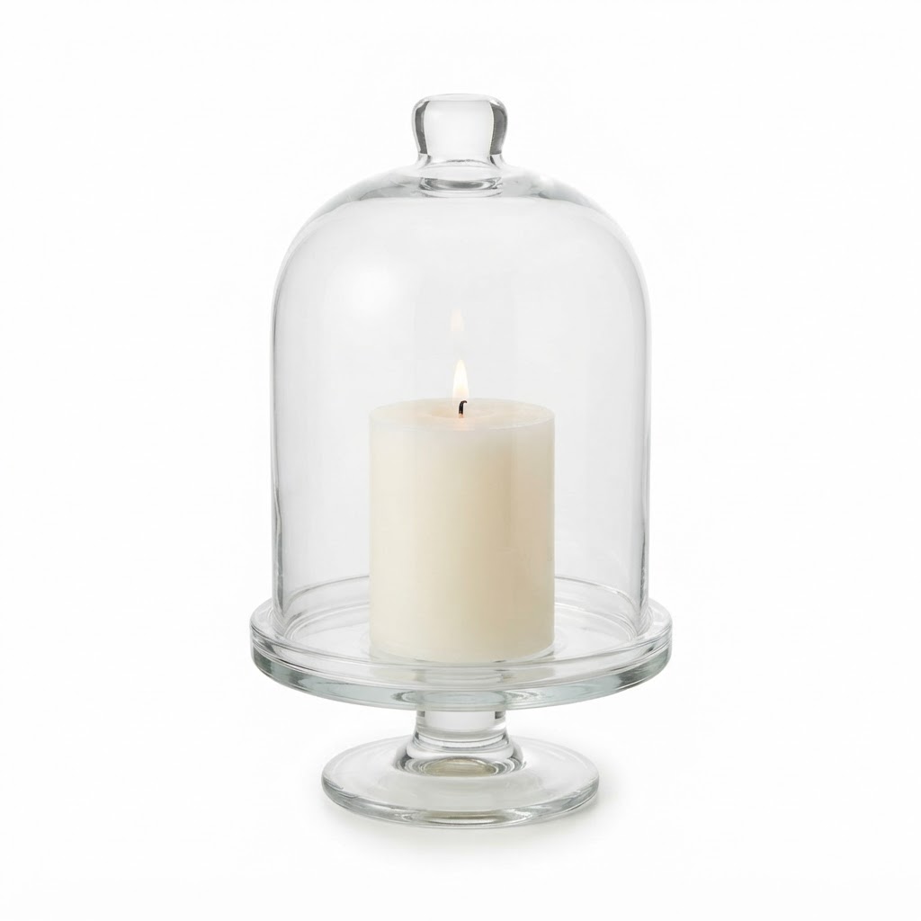Glass Cloche Candle Holder Set