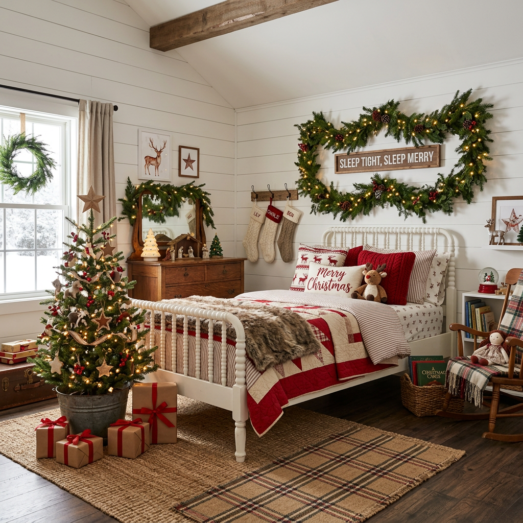 Farmhouse Christmas Child Bedroom (Girl)