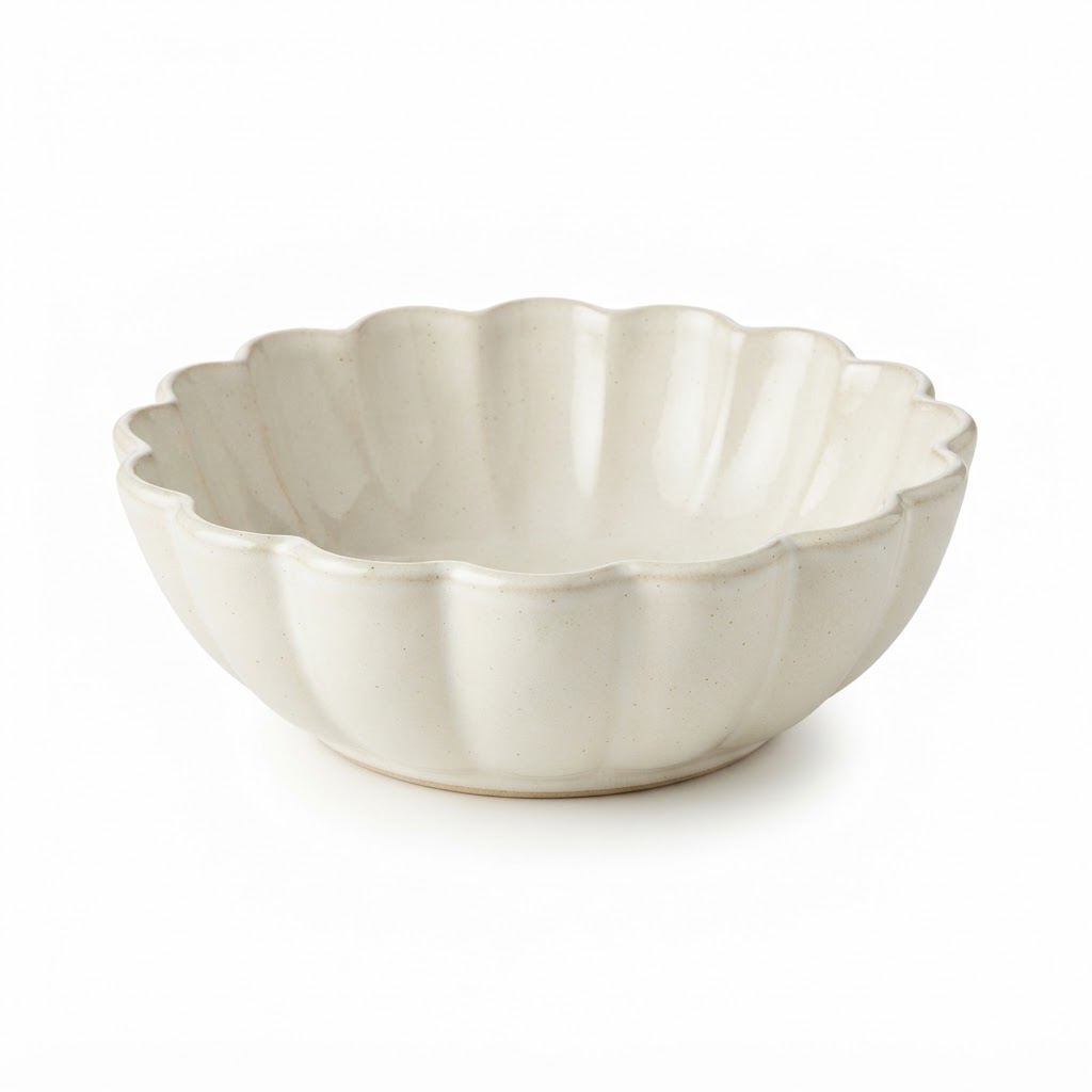 Scalloped Ceramic Serving Bowl