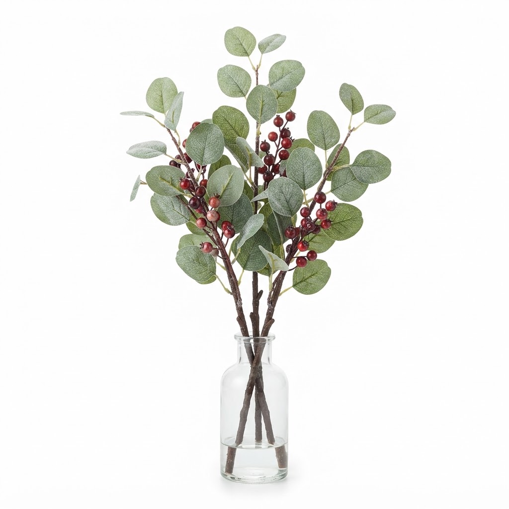 Winter Faux Eucalyptus and Berry Stems