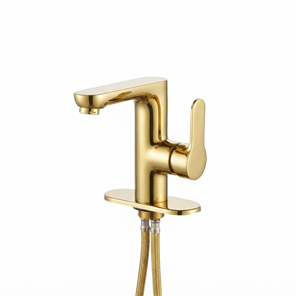 Gold Finish Bathroom Faucet Set