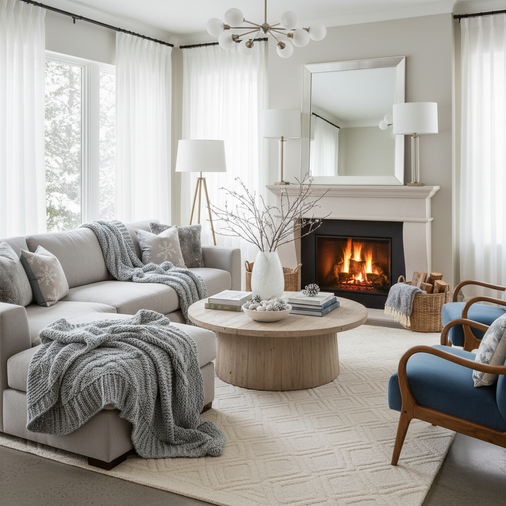 Transitional Winter Living Room