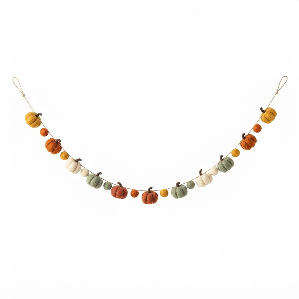 Felted Wool Pumpkin Garland