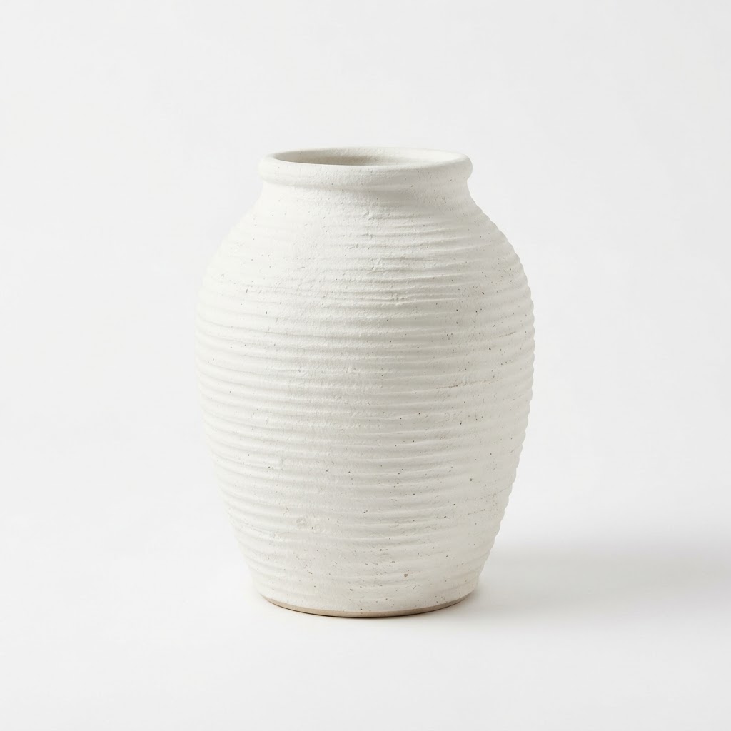 textured white ceramic vases