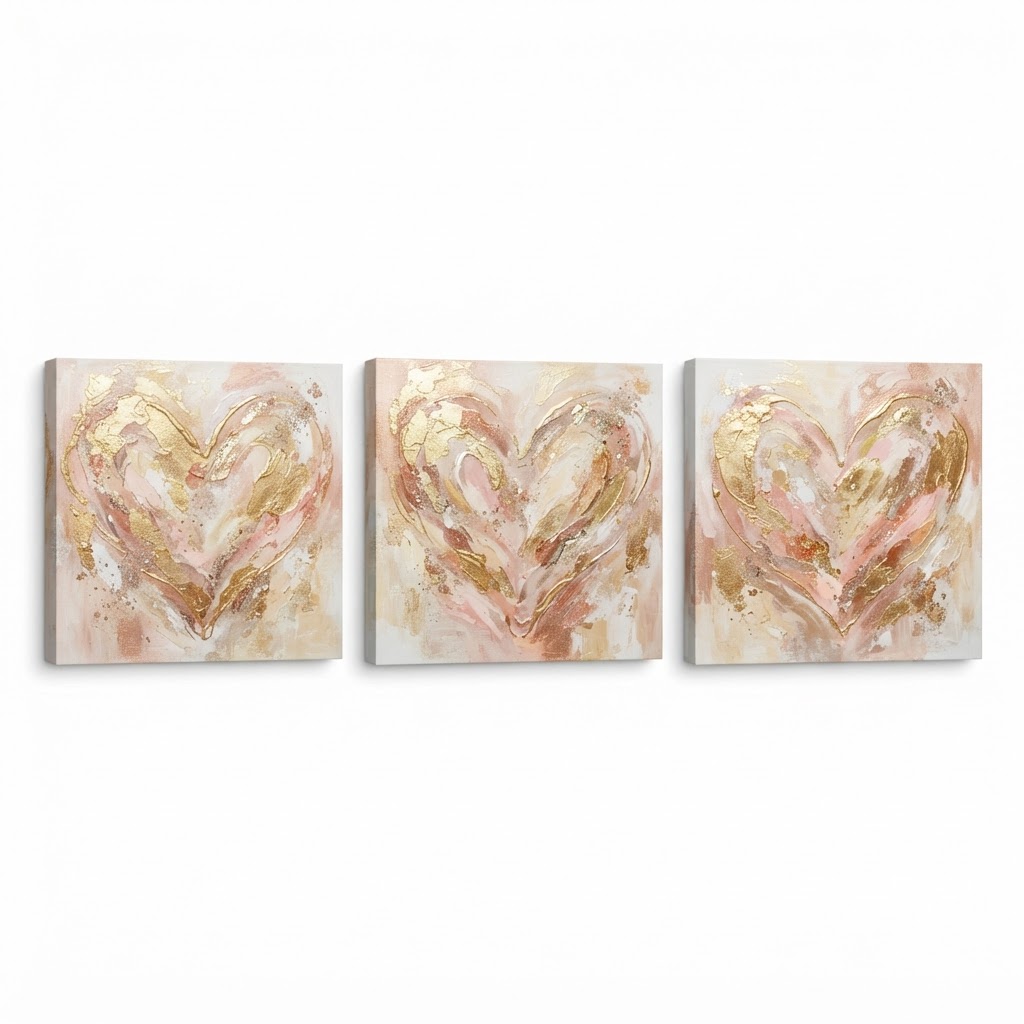 Abstract Heart Wall Art Set