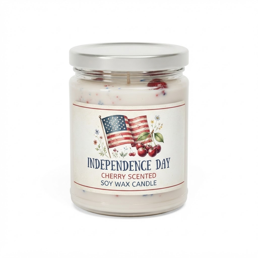Independence Day Soy Wax Cherry Scented Candle