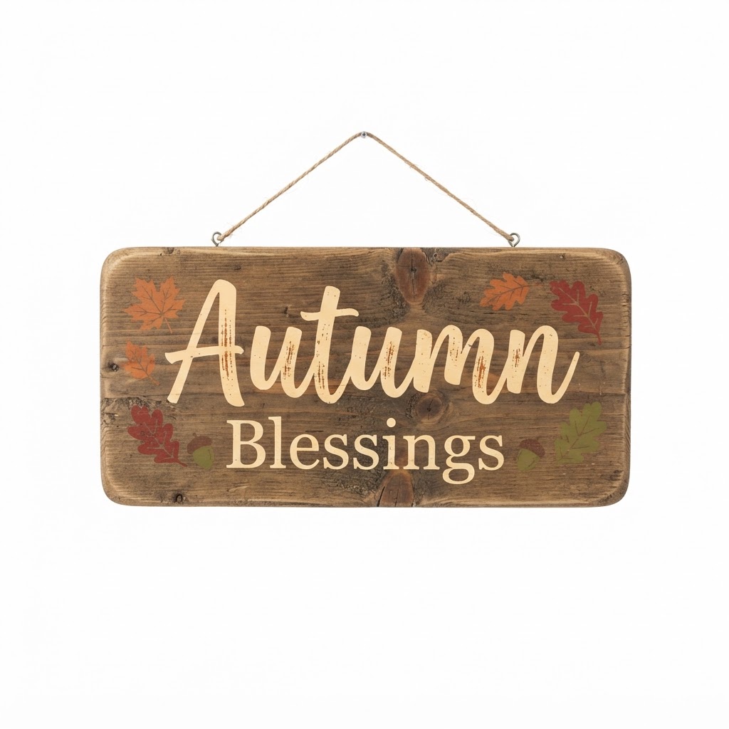 Wooden Autumn Blessings Sign