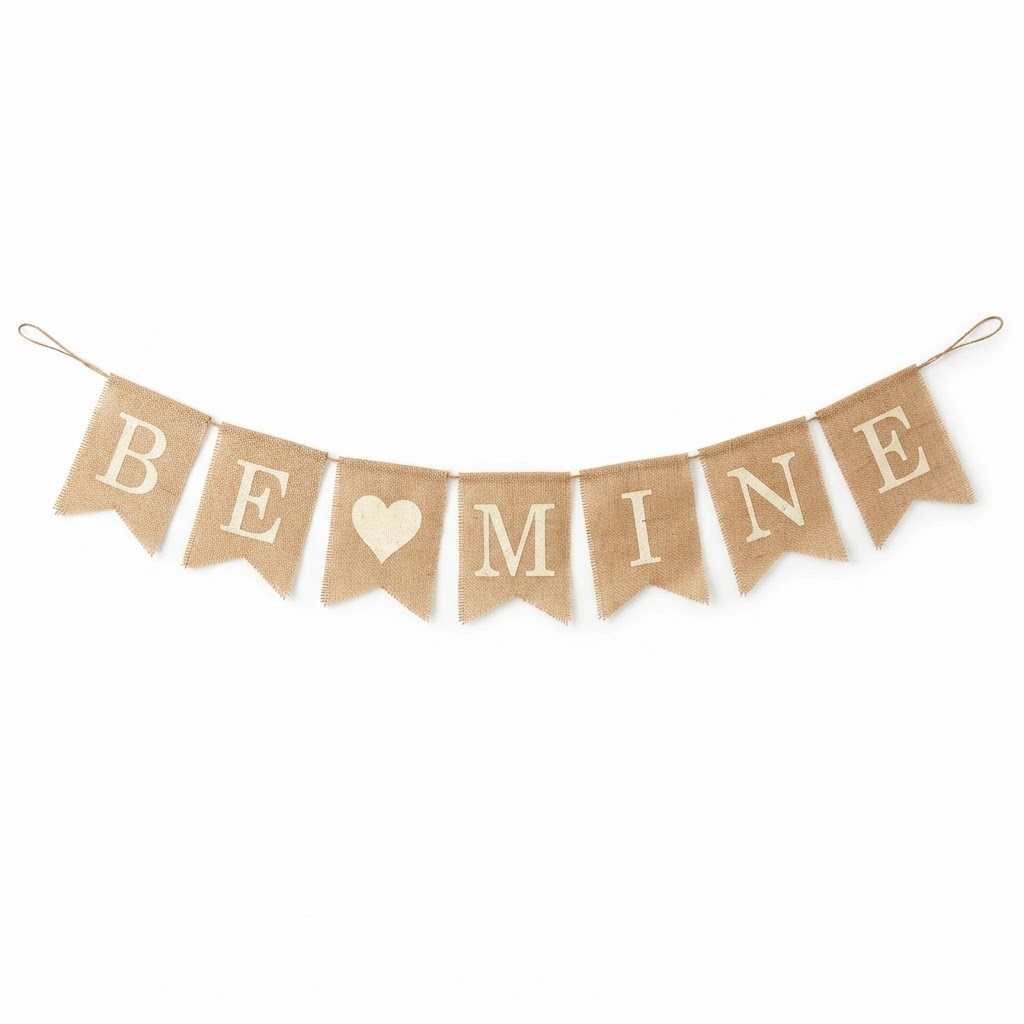 Burlap BE MINE Hanging Bunting