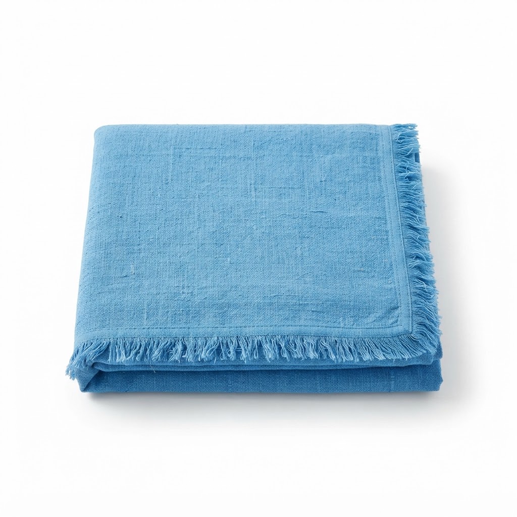 Summer Blue Linen Decorative Throw