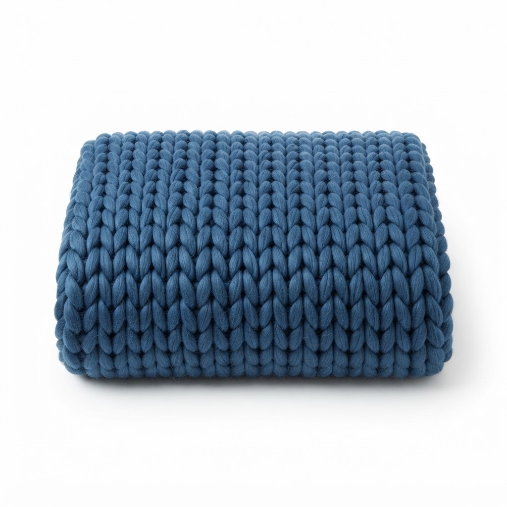 chunky knit blue throw
