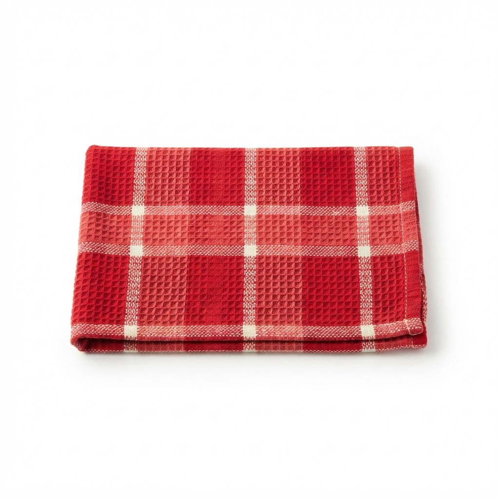 Red Plaid Cotton Dish Towels