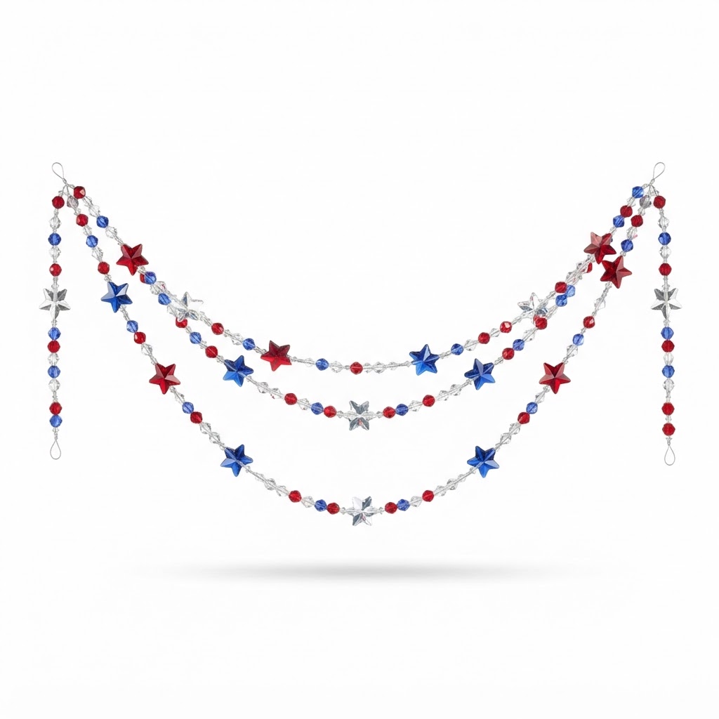 Crystal Beaded Patriotic Star Garland