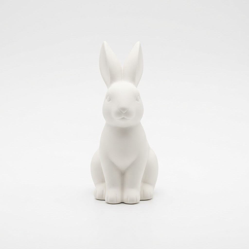 Matte White Ceramic Bunny Statue