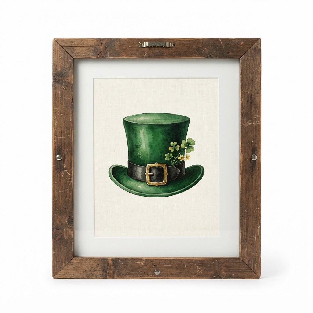 Framed Leprechaun Top Hat Print
