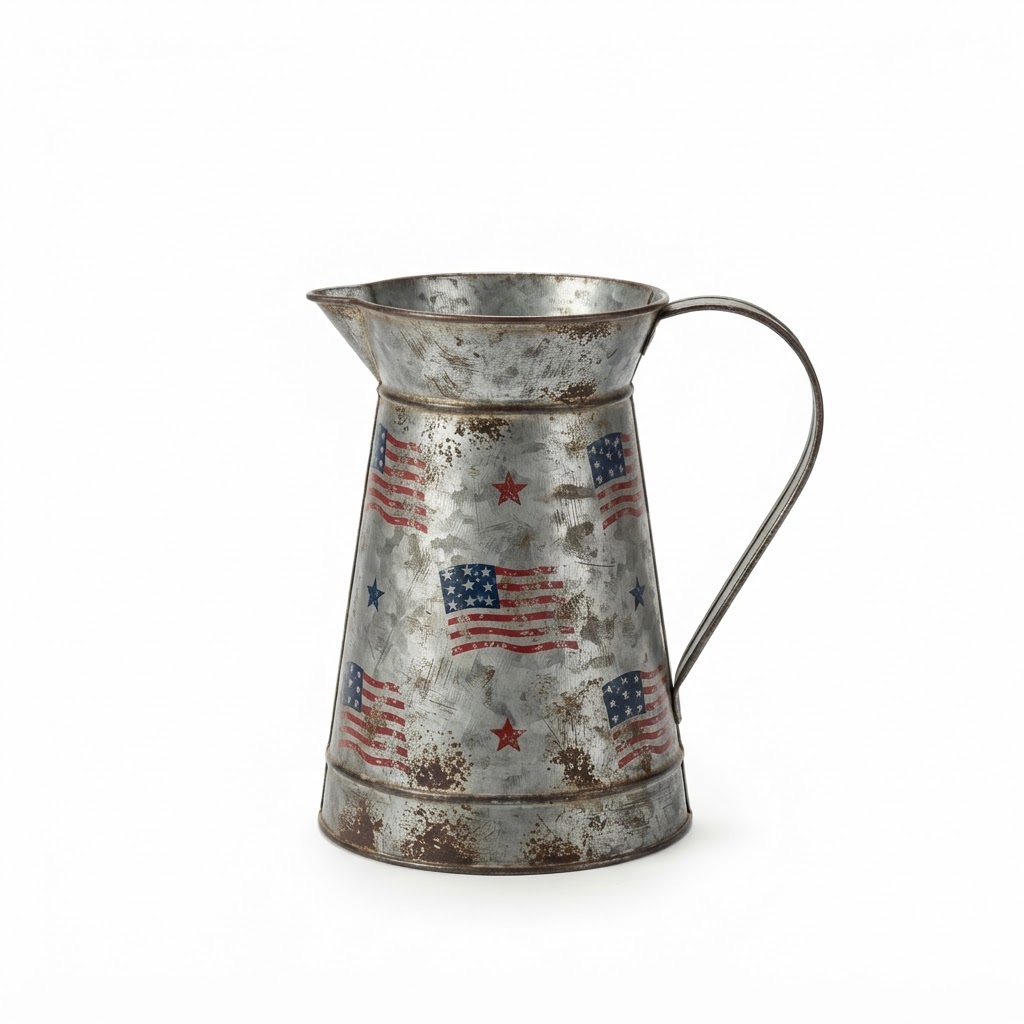 Distressed Metal Pitcher Vase