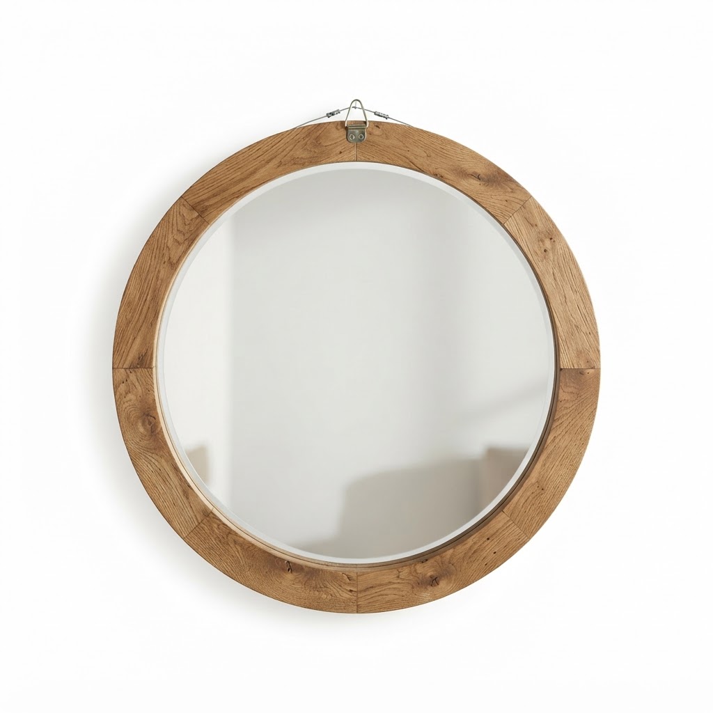 Circular Wood Wall Mirror