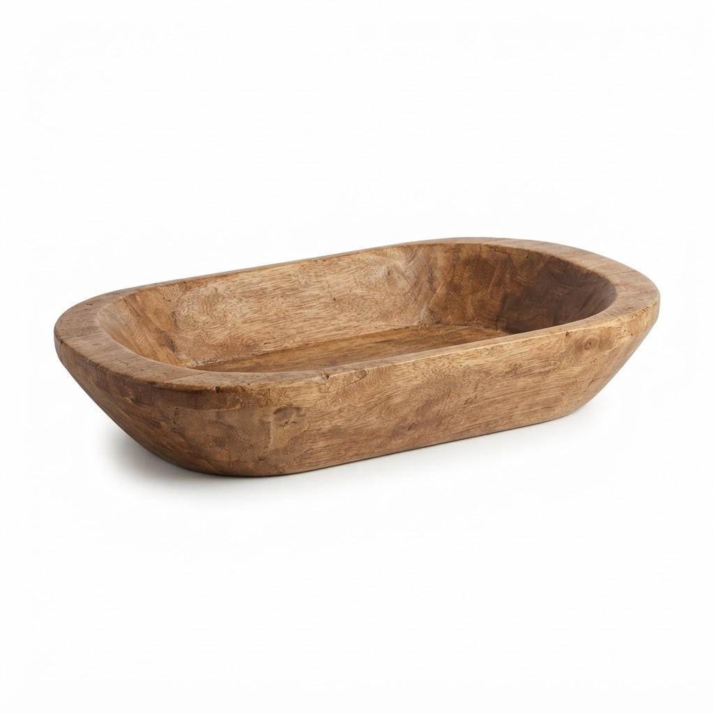 Transitional Wooden Dough Bowl