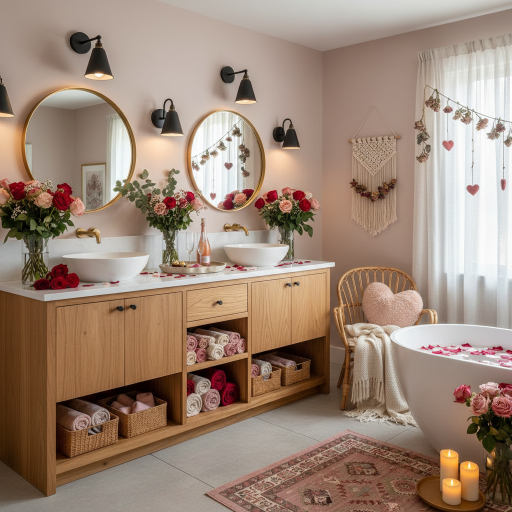 Boho Valentine's Day Master Bathroom