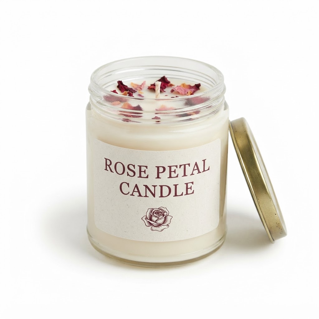 Valentine's Scented Rose Petal Candle