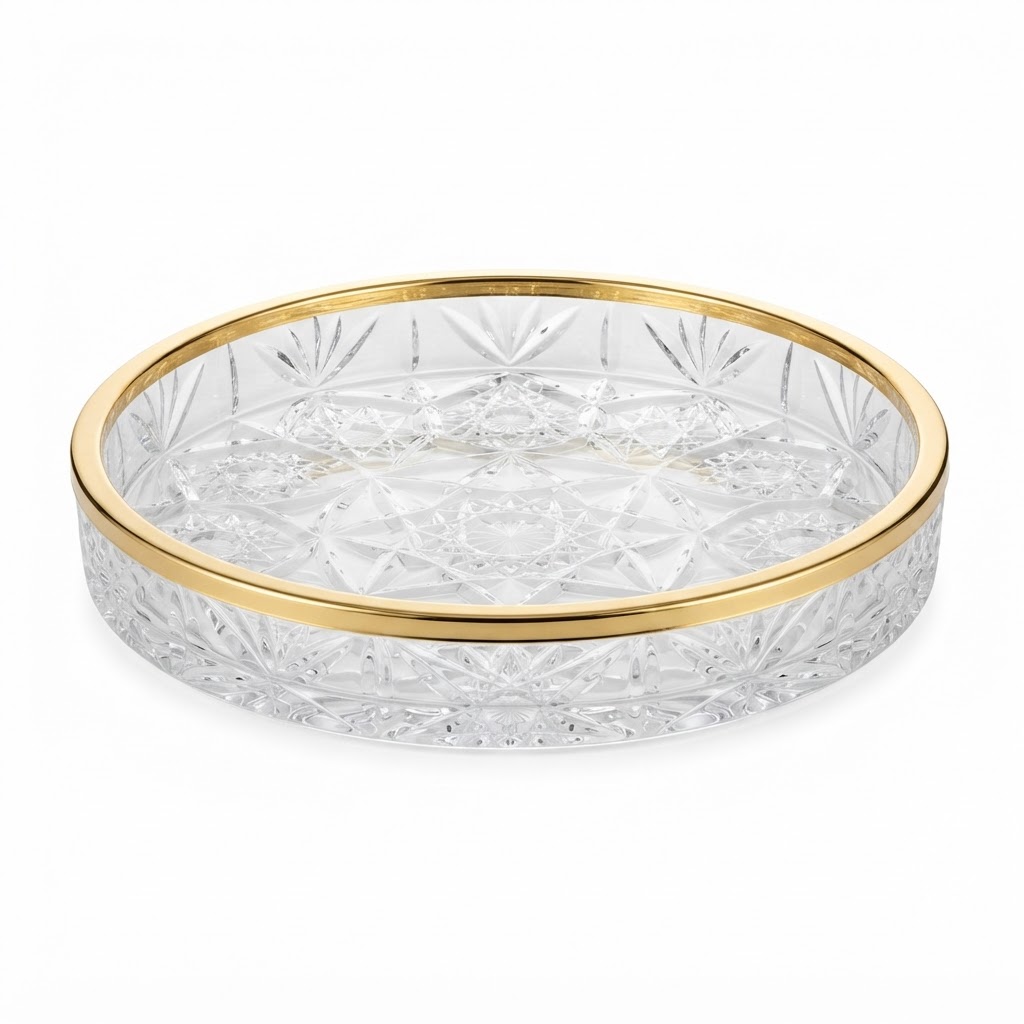 Gold Rimmed Crystal Tray