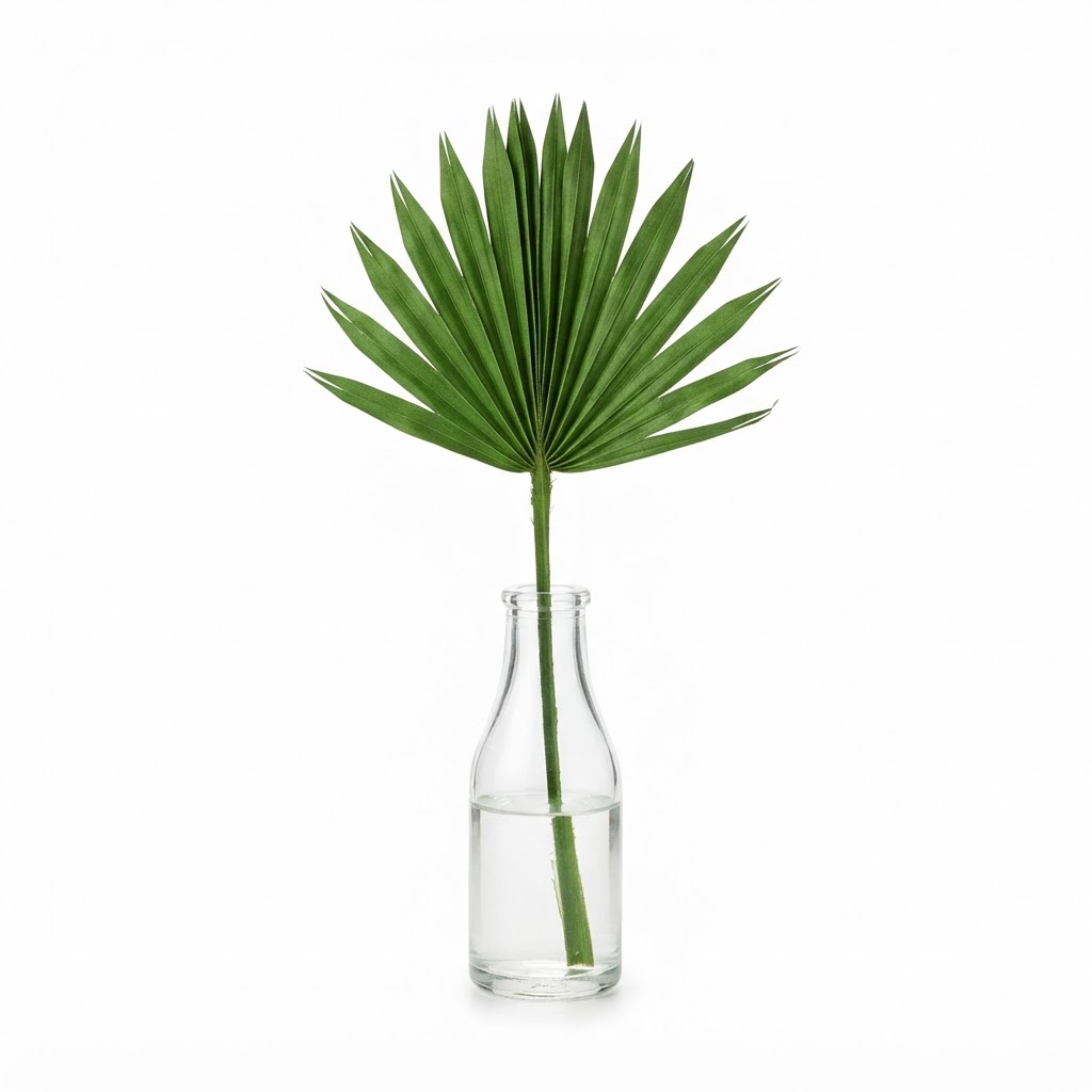 Glass Bud Vase with Palm Frond