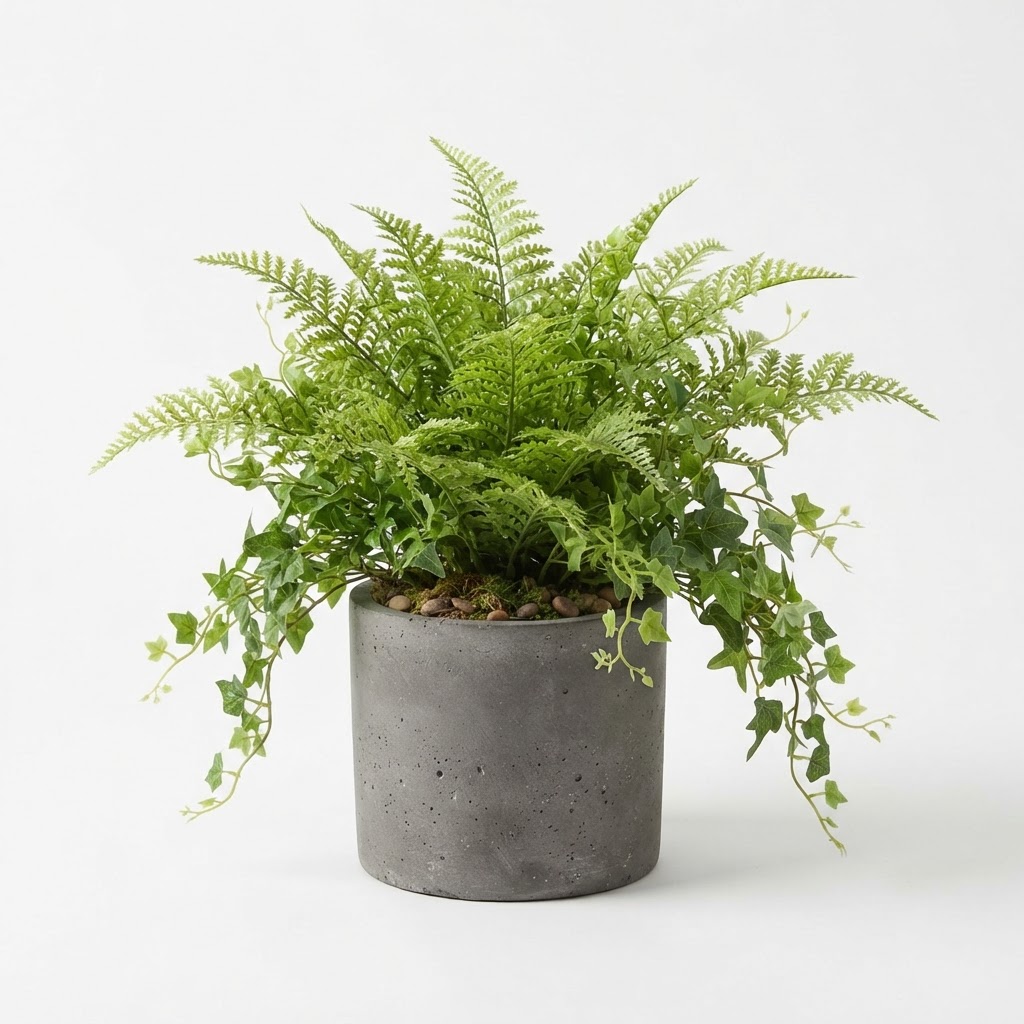 Artificial Potted Spring Fern and Vine Set