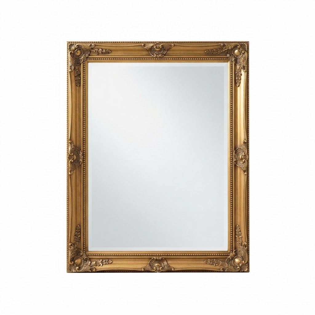 Transitional Gold Ornate Rectangular Wall Mirror