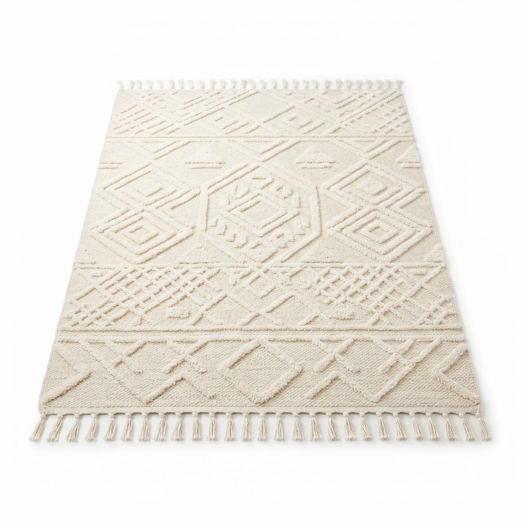 Cream Geometric Area Rug