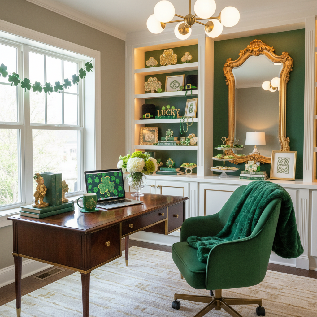 Glam St. Patrick's Day Home Office