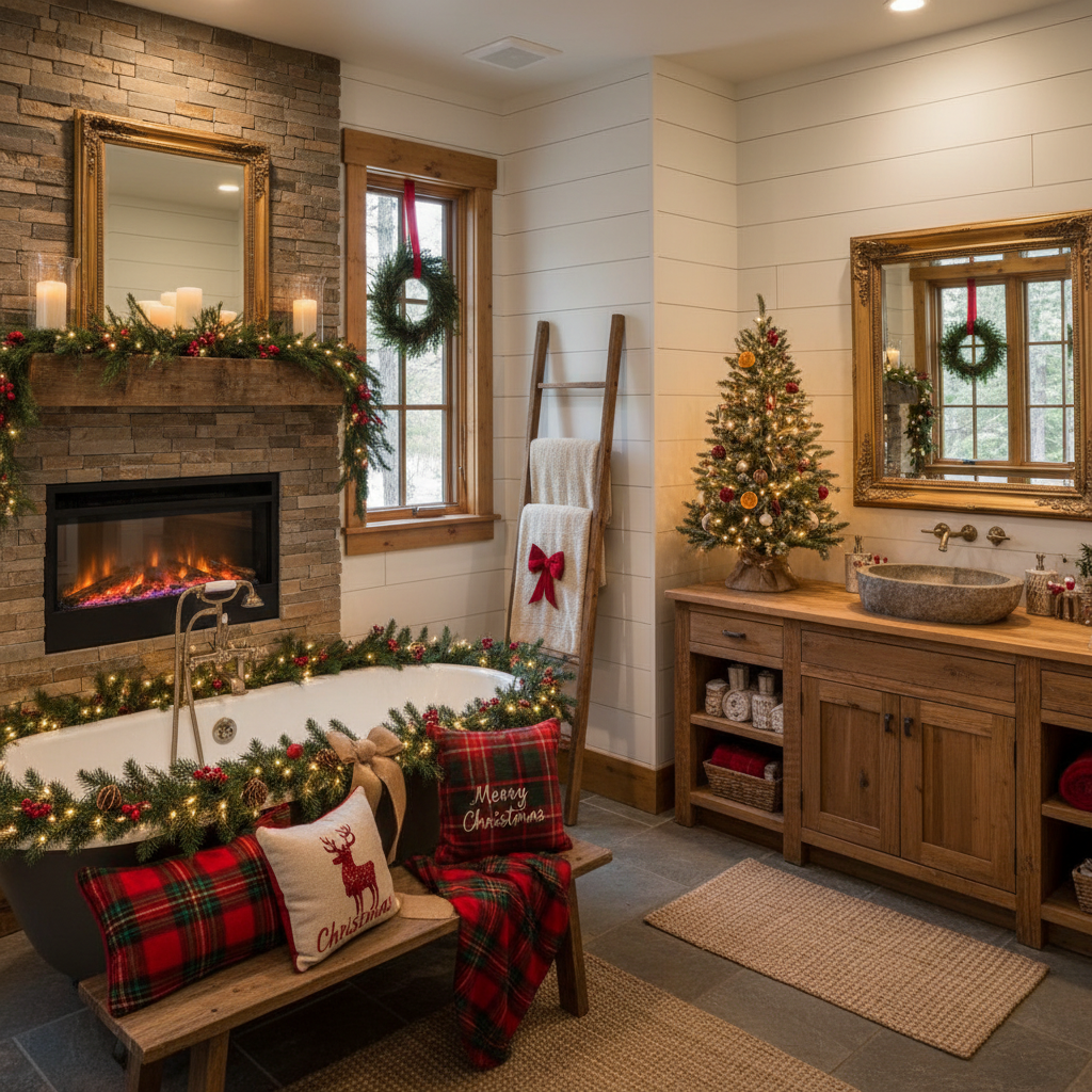 Rustic Christmas Master Bathroom
